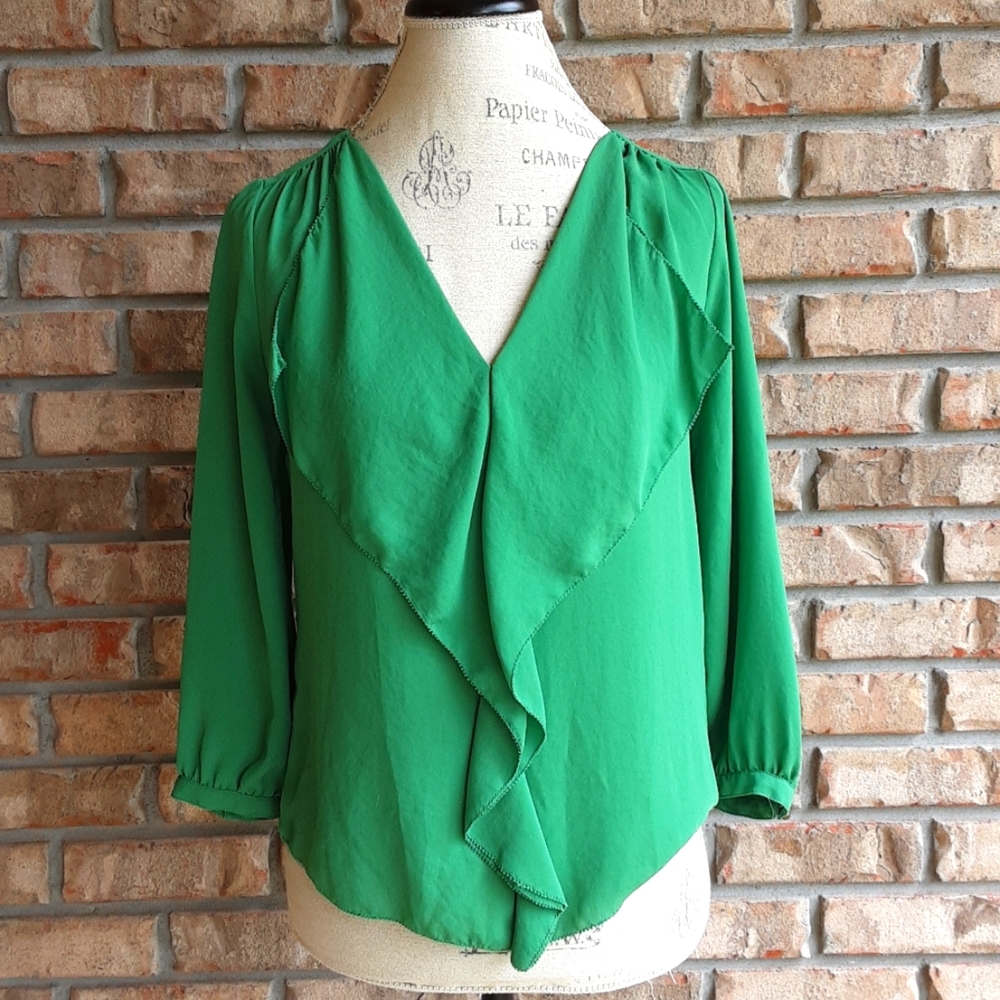 Anthropologie Maeve Green Long Sleeve Blouse.